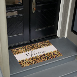 Wild & Exotic Leopard Print Pattern Welcome Doormat