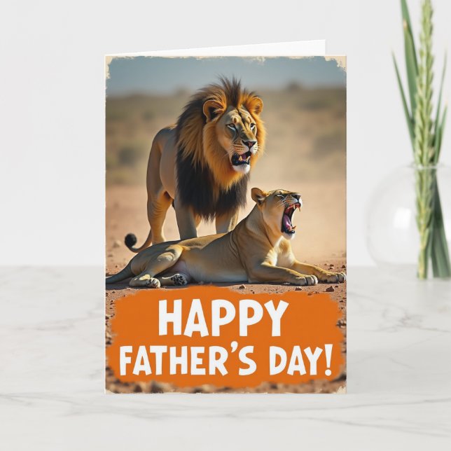 Wild Fathers Day Felines Art Card (Front)