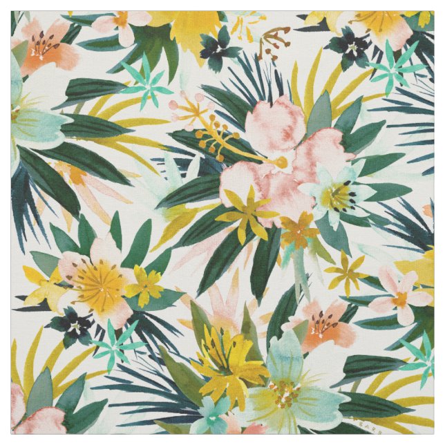 WILD FEELS Tropical Hibiscus Floral Fabric (Swatch)