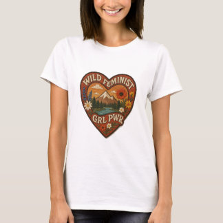 Wild Feminist GRL PWR Heart Mountain Tee