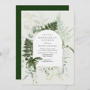 Wild Fern Greenery Forest Wedding Rehearsal Dinner Invitation