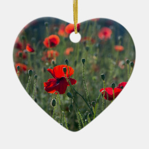 Wild Field of Poppies Ceramic Ornament
