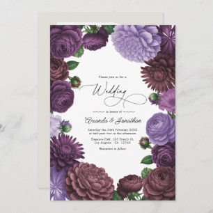 Wild Fig, Cocoa Rose & Soft Lavender Wedding Invitation