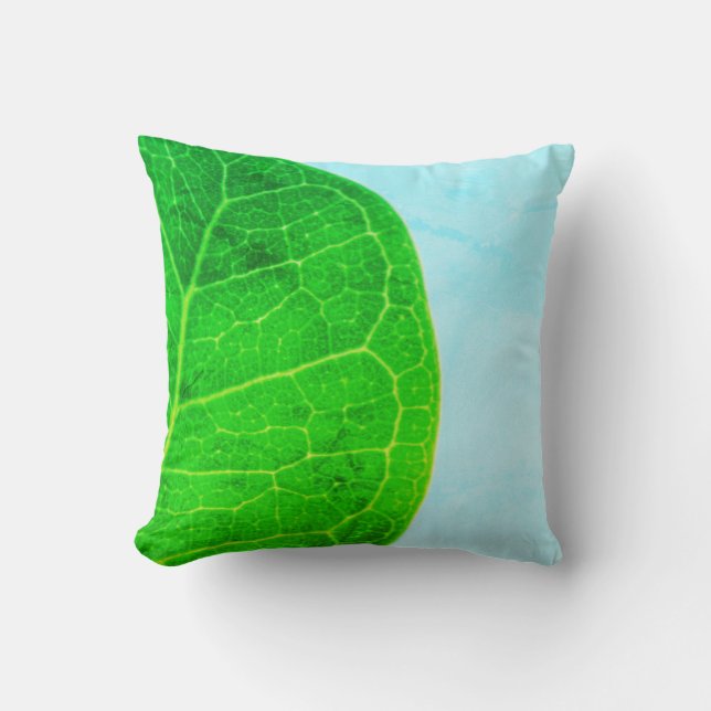 Wild Fig Green Leaf Texture Cushion Throw Pillow (Front)