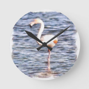 Wild Flamingo Round Clock