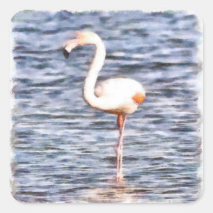 Wild Flamingo Square Sticker