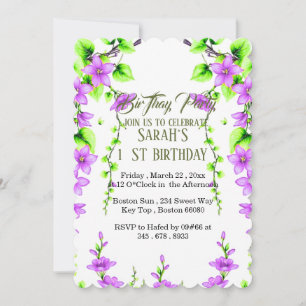 Wild Floral 1st Birthday Invitation Template Fir
