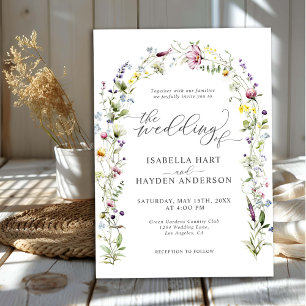 Wild Floral Arch Flowers Vintage Elegant Wedding Invitation