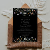Wild Floral Black Brunch Bubbly Bridal Shower