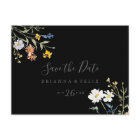Wild Floral Black Horizontal Save the Date