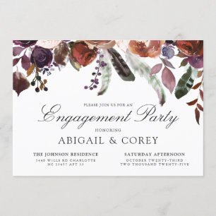 Wild Floral Bloom Engagement Party Invite