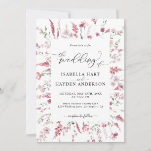 Wild Floral Blush All In One QR Code Wedding Invitation
