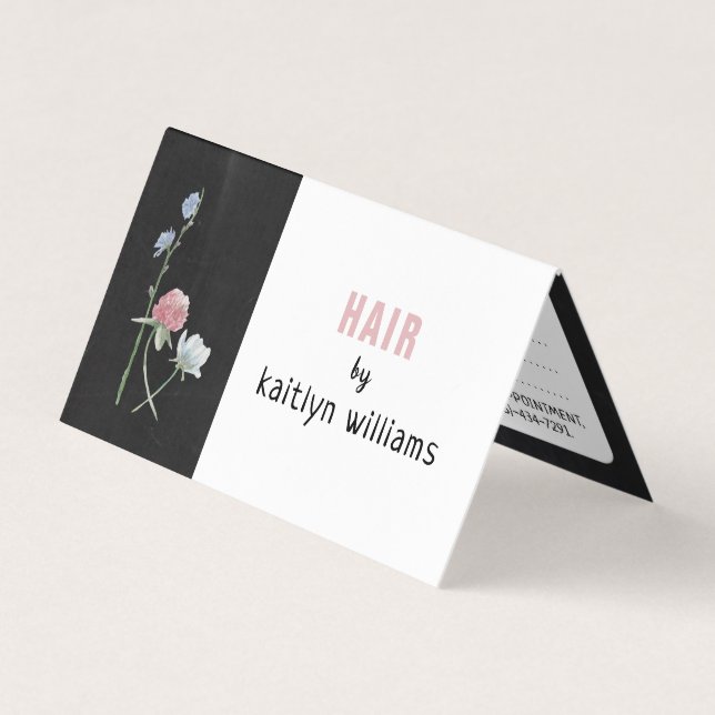 Wild Floral Chalkboard Appointment Card (Front)