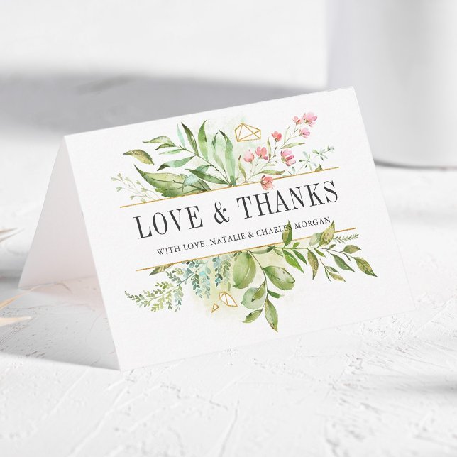 Wild Floral Green Foliage Wedding Photo Thank You (Creator Uploaded)