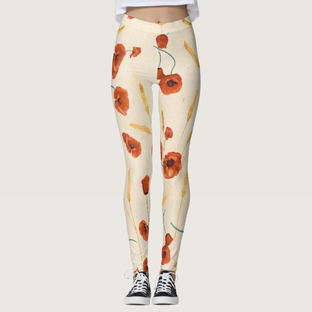 Wild floral: light background pattern. leggings (Front)