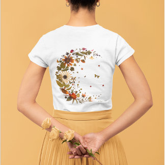 Wild Floral Moon l Original Pressed Flower Art T-Shirt