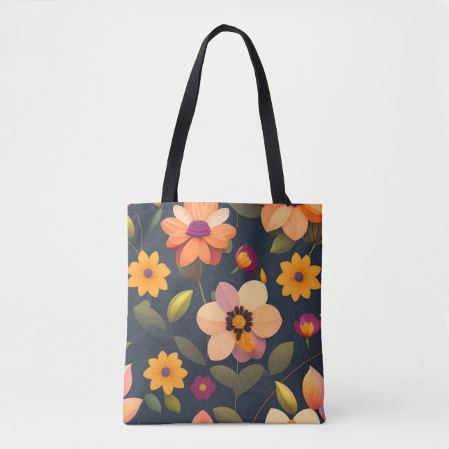 Wild Floral Pattern Tote Bag (Front)