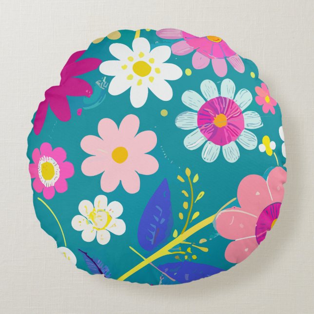 Wild Floral Round Cushion (Front)