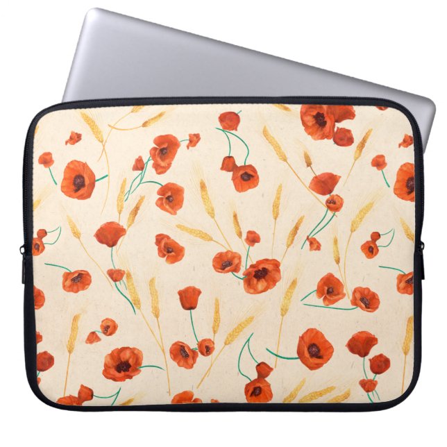 Wild floral seamless pattern on a light background laptop sleeve (Front)