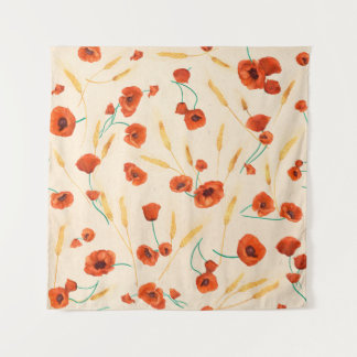 Wild floral seamless pattern on a light background tapestry