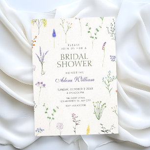 Wild florals bridal shower invitation