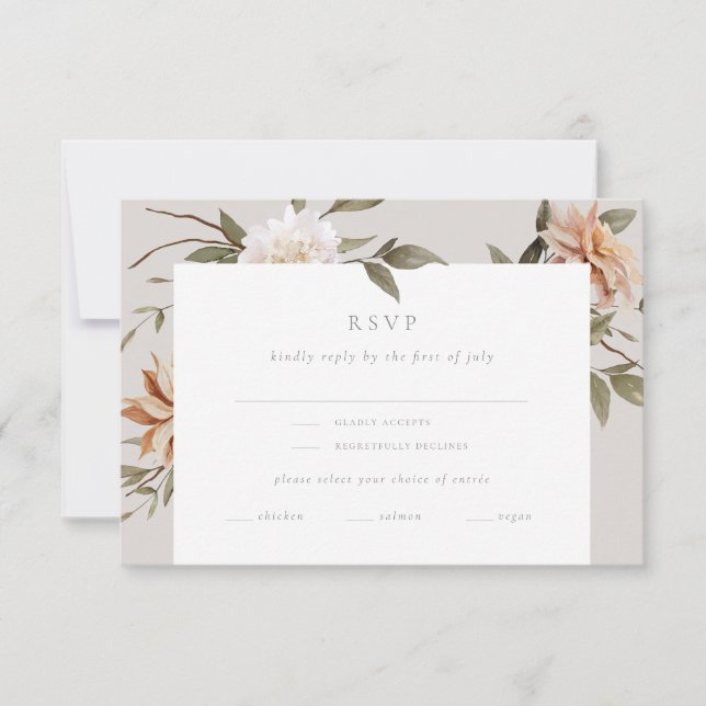 Wild Florals RSVP Card with Entrée Choice (Front)