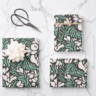 Wild Florals Wrapping Paper - Cream and Black