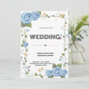Wild Flower and White Background Wedding Invitation