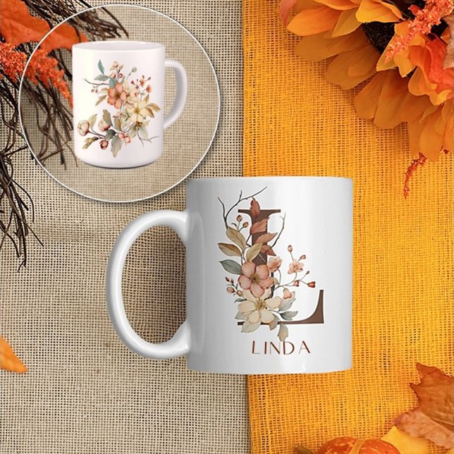 Wild Flower Autumn Garden Initial L Coffee Mug (Creator Uploaded)