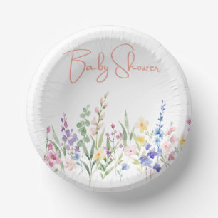 Wild Flower Baby Girl, Baby Shower Paper Plate