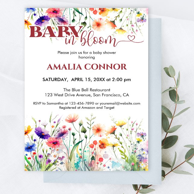 Wild Flower Baby in Bloom Baby Shower Invitation (Creator Uploaded)