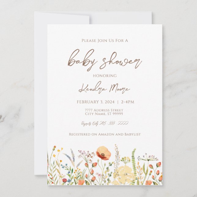Wild Flower Baby Shower Invitation (Front)