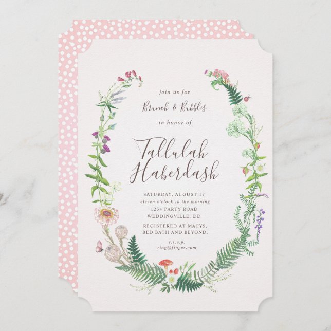 Wild Flower Brunch and Bubbly Invitation (Front/Back)