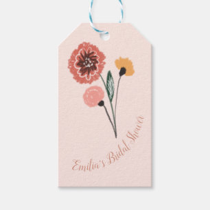 Wild Flower Bunch Floral Art Bridal Shower Gift Tags