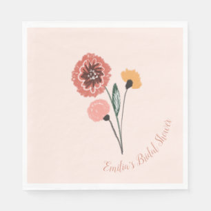 Wild Flower Bunch Floral Art Bridal Shower Napkin