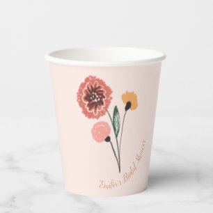 Wild Flower Bunch Floral Art Bridal Shower  Paper Cups