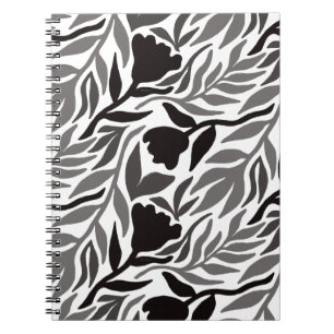 Wild Flower Cascade Black & White Notebook