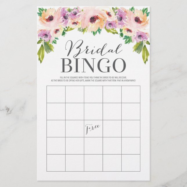 Wild Flower Double Sided Bridal Shower Games Flyer (Front)