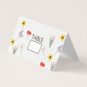 Wild Flower Floral Day Of Wedding Tent Table Cards