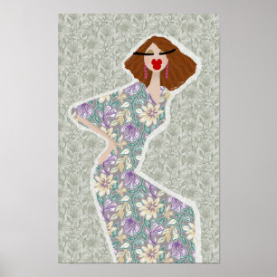 Wild Flower Garden Feminine Fashion Illustration Poster