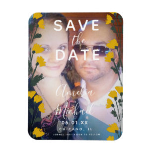 Wild Flower Hand-Drawn Botanical Save the Date Magnet