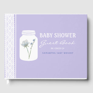 Wild Flower Mason Jar and Lace Baby Shower Guest Book