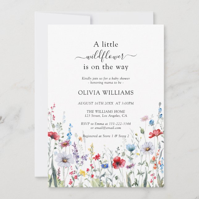 Wild Flower Meadow Baby Shower Invitation (Front)