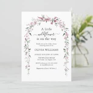 Wild Flower Meadow Dusty Rose Girl Baby Shower Invitation