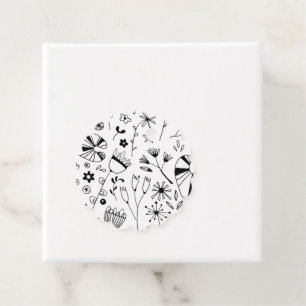 Wild Flower Monochrome Favour Tags
