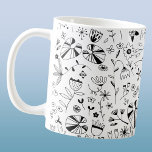 Wild Flower Monochrome Modern Coffee Mug<br><div class="desc">Modern monochrome black and white wildflower pattern. Original art by Nic Squirrell.</div>