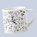 Wild Flower Monochrome Modern Espresso Cup<br><div class="desc">Modern monochrome black and white flower drawings. Original art by Nic Squirrell.</div>