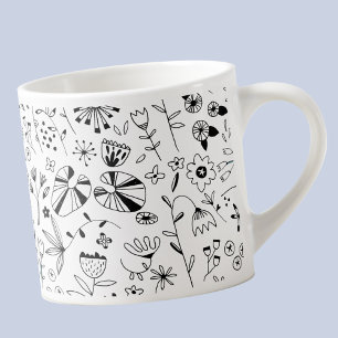 Wild Flower Monochrome Modern Espresso Cup