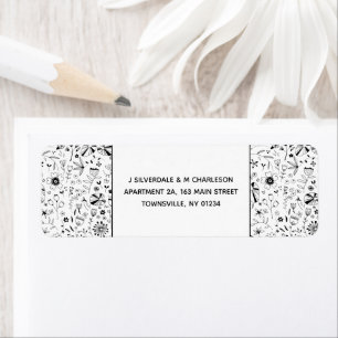 Wild Flower Monochrome Modern Return Address