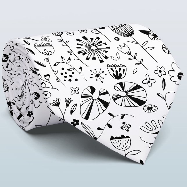 Wild Flower Monochrome Tie (Creator Uploaded)